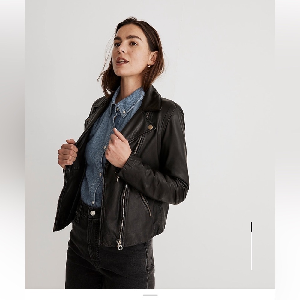 Madewell Washed Leather Motorcycle Jacket: Brass Hardware size Large